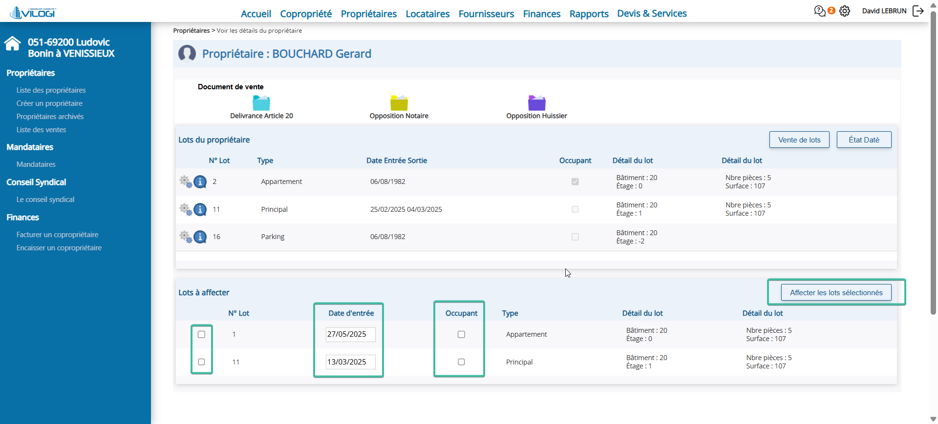Affecter un ou plusieurs lot(s) Tutoriel logiciel immobilier pour syndics et administrateurs de biens